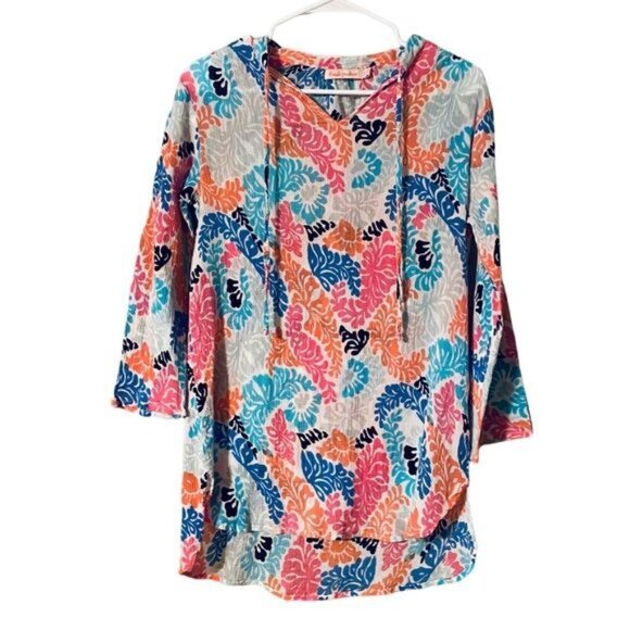 Fresh Produce Women Gauze Cotton Tunic Size Small Beachy Tropical Floral… - Picture 1 of 8
